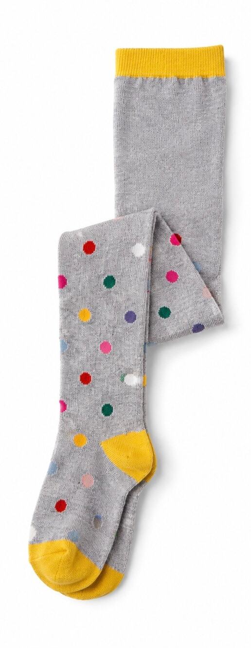 Baby Boden Gray & Yellow Polka Dot Girls' Tights 4/5
